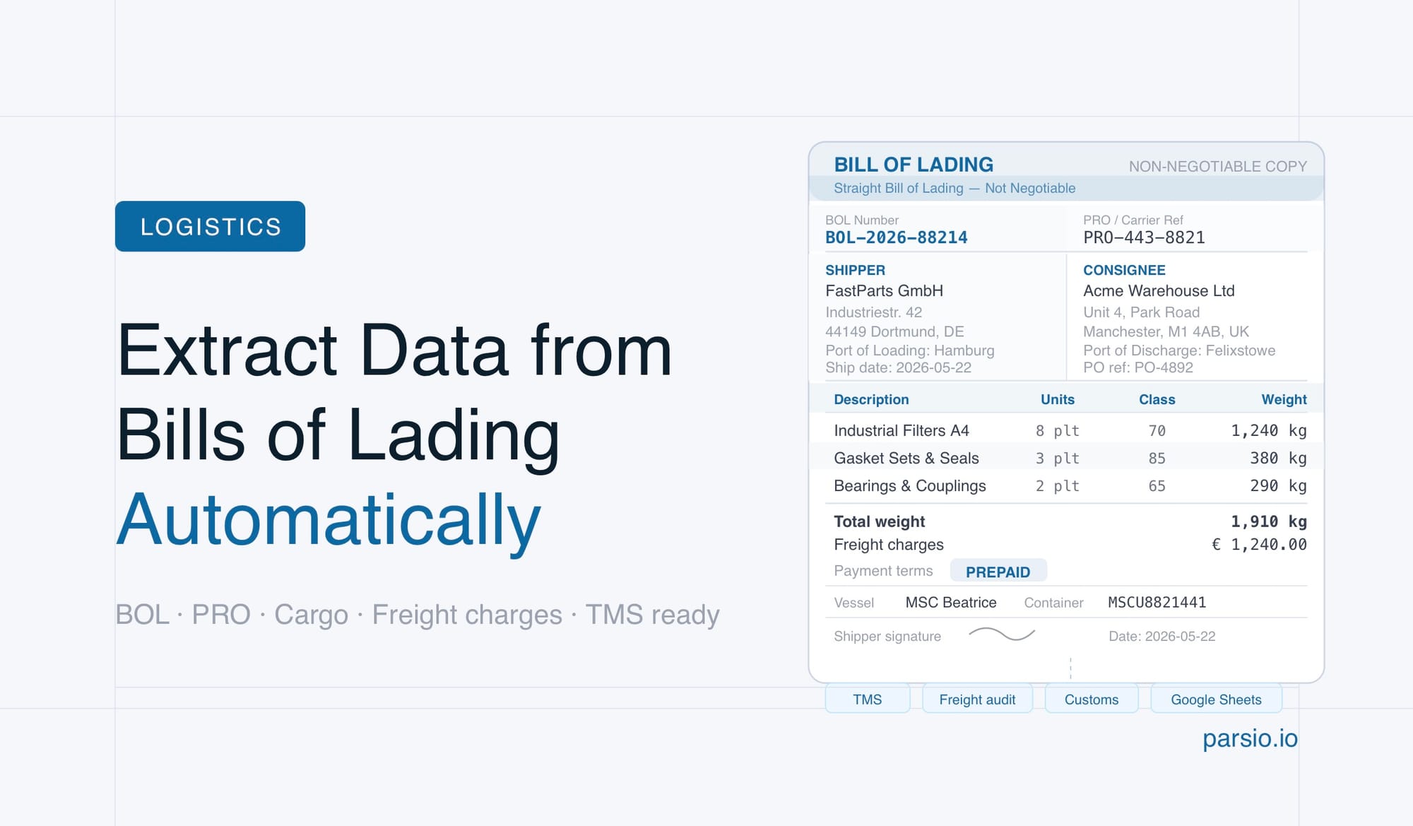 How to Extract Data from Bills of Lading Automatically