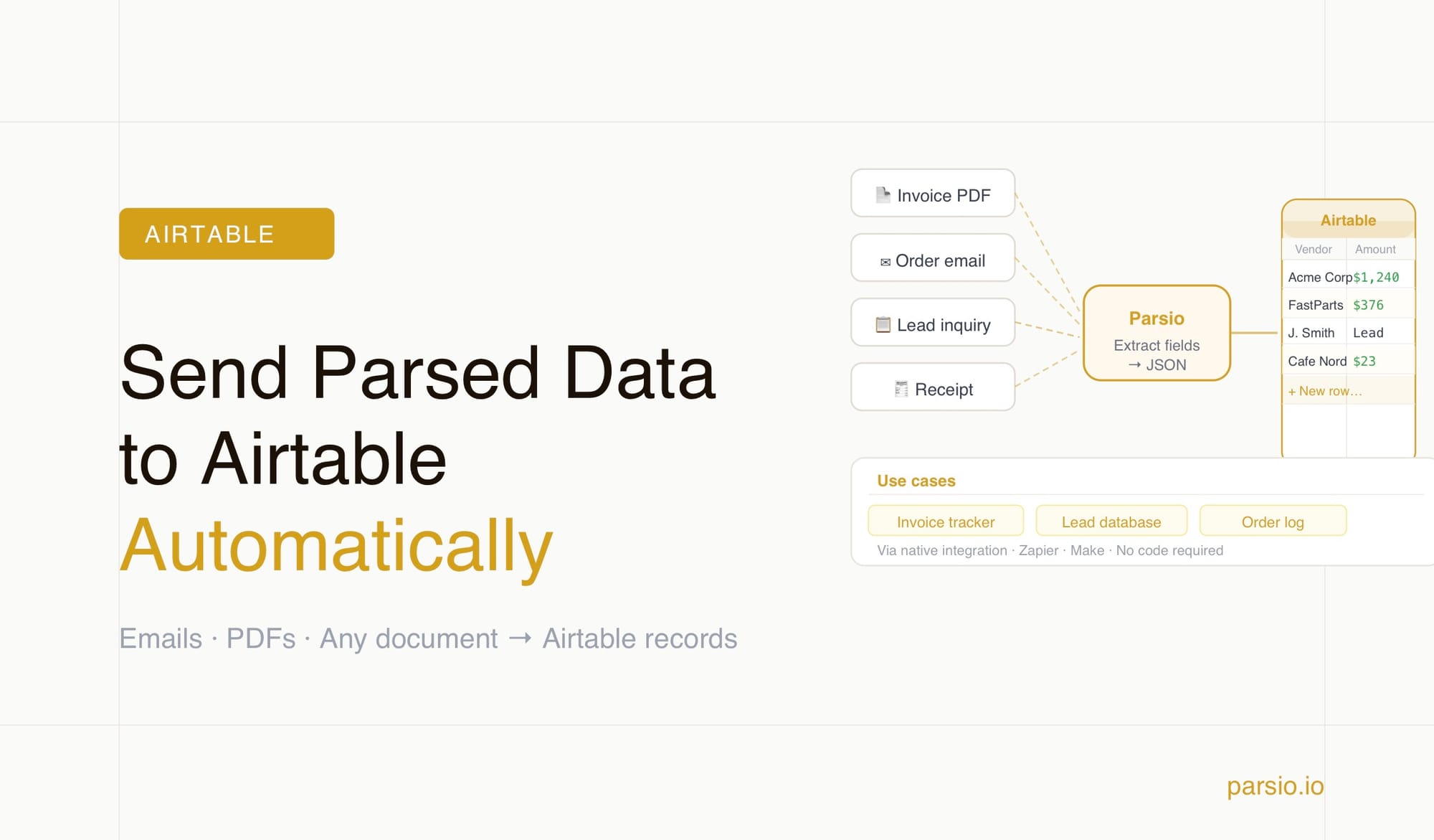 How to Automatically Send Parsed Email and Document Data to Airtable
