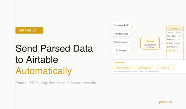 How to Automatically Send Parsed Email and Document Data to Airtable